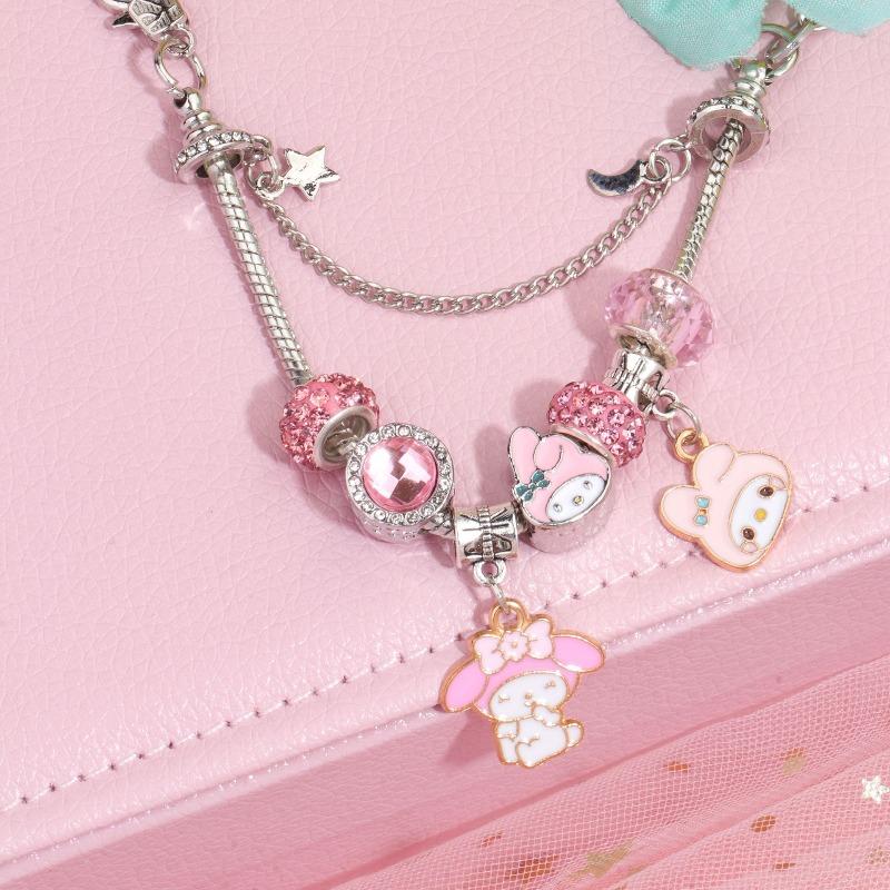 Sanrio Beaded Bracelet, Cartoon Melody Yugui Dog Kulomi Beaded Bracelet, Accessories