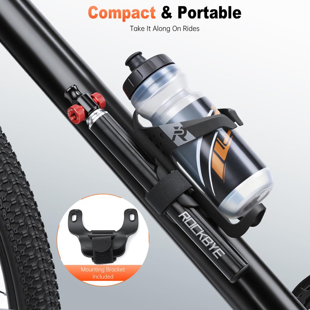 Dual Modes Bike Inflator Mini Bicycle Manual Hand Pump & Dual-Head Valve CO2 Cartridge Inflator 160PSI High Pressure Hidden Hose