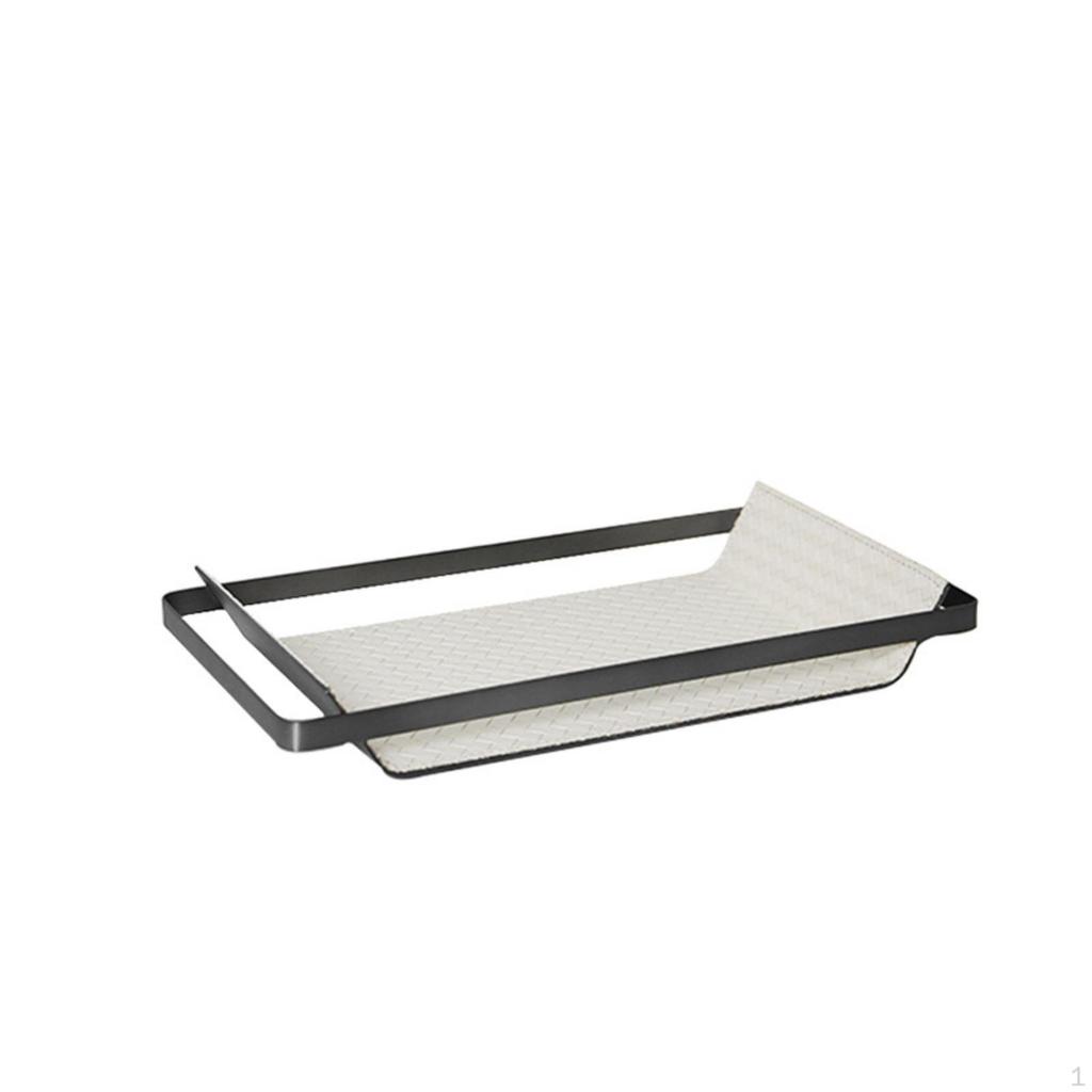 Tray with Leather Liner Rectangular Valet LowProfile for Home Stylists, Professionals, Coffee