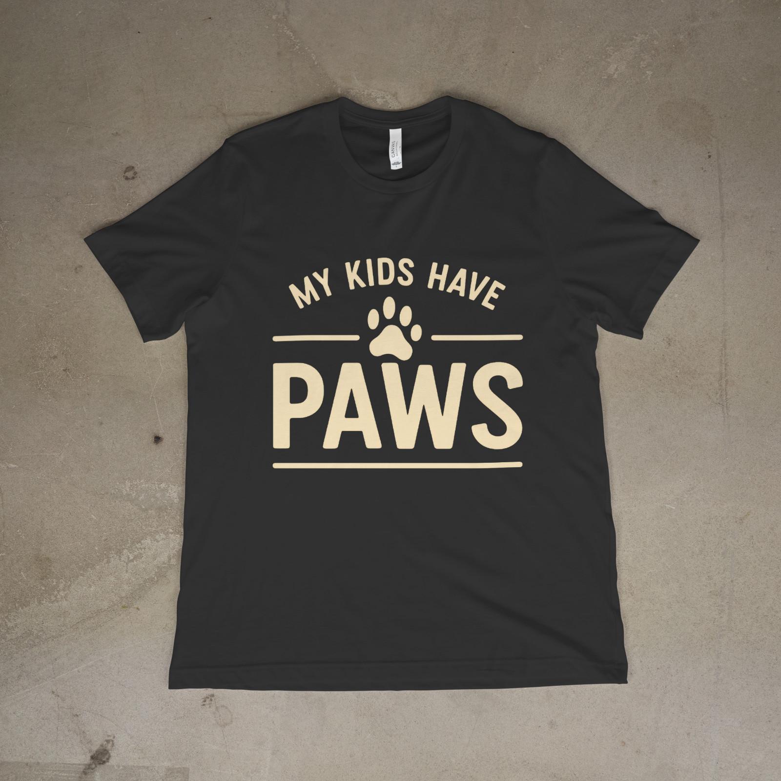 My Kids Have Paws T-Shirt Pet Parent Dog Lover Paw Print Funny Animal Graphic XL