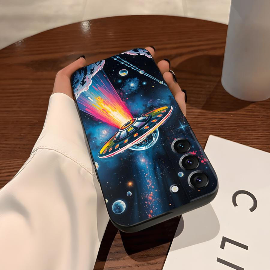 Cartoon Retro Spaceship Funda Phone Cover Case for Samsung Galaxy S10 S9 S25 Ultra S24 Plus S21 FE Note 20 Ultra 8 9 10 S23 S26