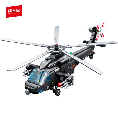 SEMBO BLOCK Z-20T Helicopter Military Fighter Building Blocks MOC City Army Plane Bricks Children Toys Holiday Gifts