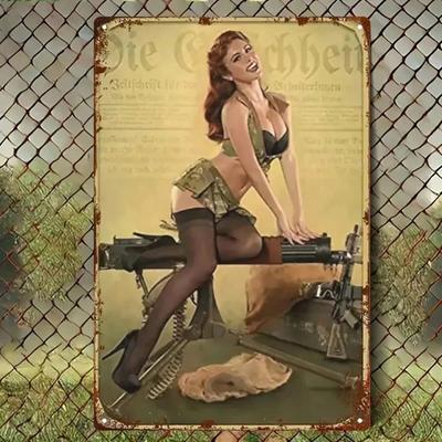 Metal Wall Art Decor 20x30cm Sexy Girl Print Garage Workshop Metal Sign Retro Home Decor