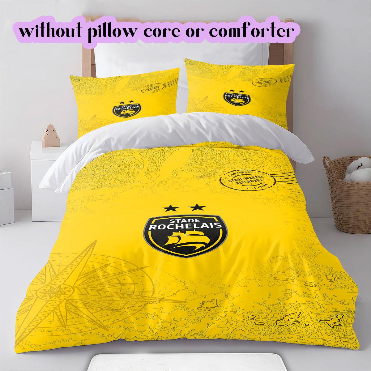 

Stade Rochelais rugby Pattern Bedding,Quilt Set Quilt Cover Pillowcase Home Birthday Gift (1*duvet cover+2*pillowcase,without core) 135x200cm