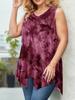 2026 Tie-Dye V-Neck Irregular Hem Plus Size Women's Sleeveless Top