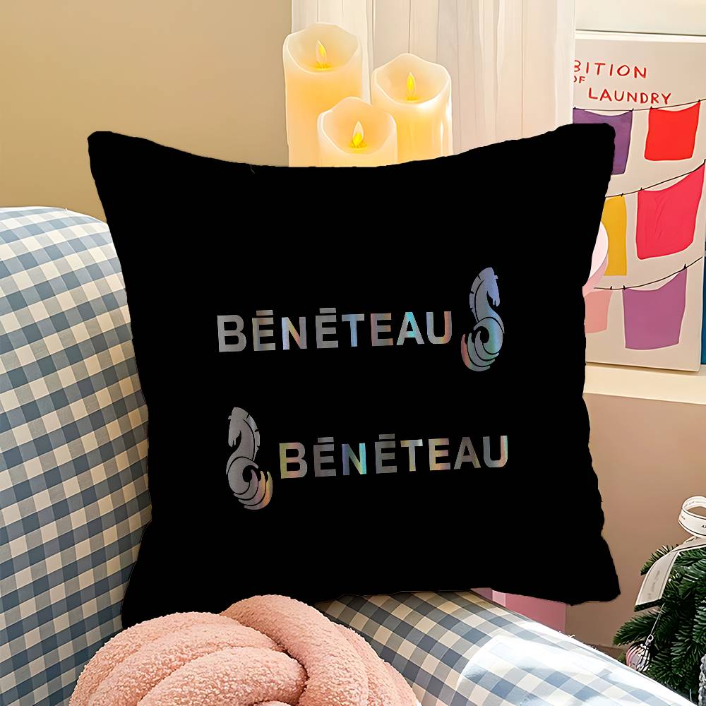 BBENETEAU Logo Cushion Cover Inches Farmhouse Decor Home Throw Pillow Covers for Couch Decorations