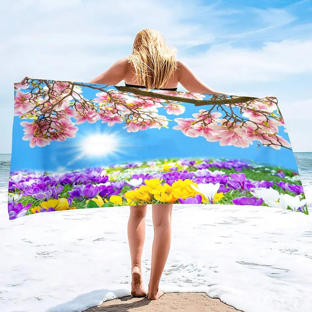 Oversized Soft Beach Towel ,Flowers Extra Large Big Pool Swim Travel Towels Blanket Super Soft Quick Dry Bath Towels For Women