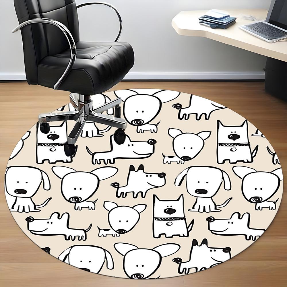 1pc Dogs Pattern Office Round Area Rug, Indoor Mat Suitable ForOffice, Under Office Chairs Bedroom Living Room Home Decor, Room Decot041