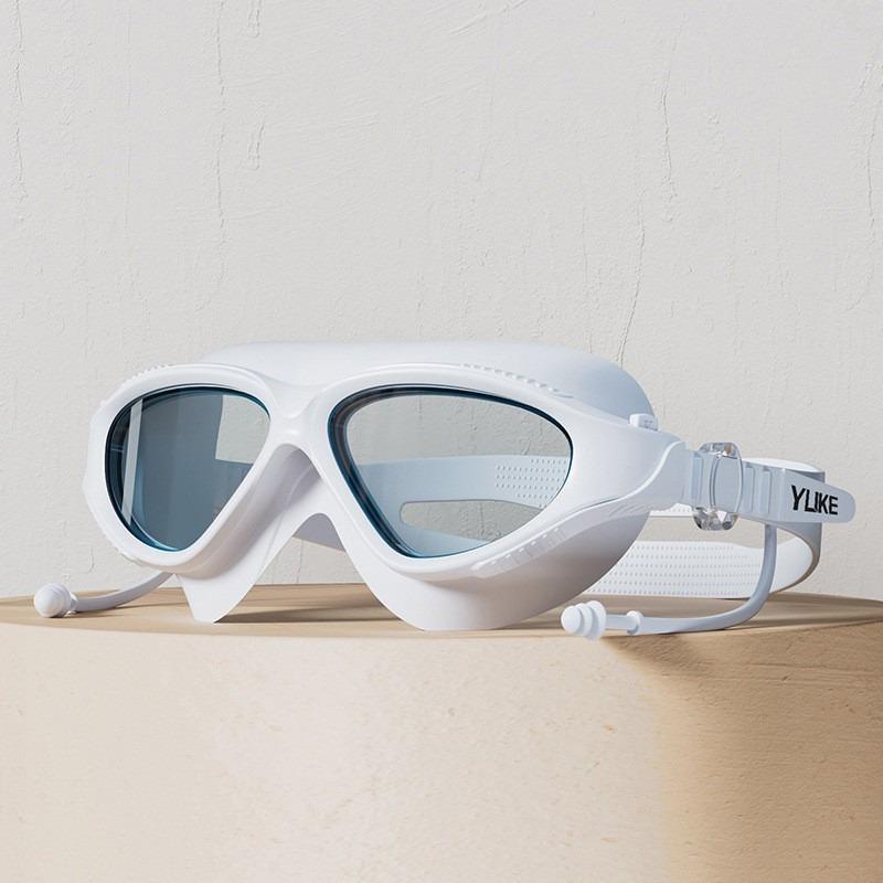 Adjustable Swimming Goggles Adults Big Frame With Earplugs Swim Glasses Men Women Professional HD Anti-fog Silicone Goggles Pool