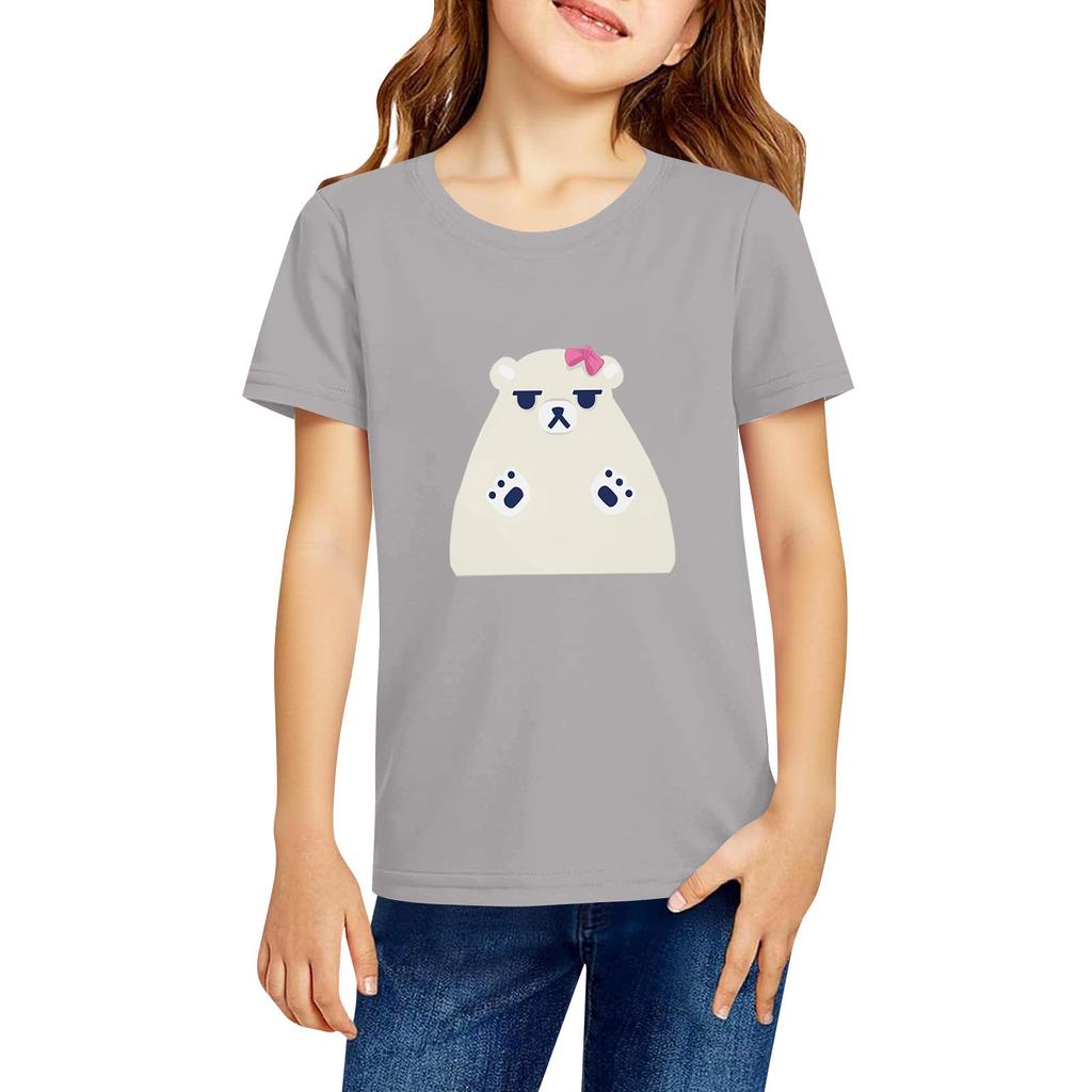 Fashionable Round Neck Short Sleeve Work Clothes Printed Tops For KID Summer Tops