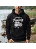 Unisex Fishing Graphic Hoodie, Fish Print Pullover with Drawstring Hood, Casual Long Sleeve Sweatshirt for Fall and Winter