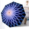 1pc Blue Lotus MandalaAutomatic Folding Umbrella, Portable & Foldable Design with 8 Ribs, Casual Outdoor Accessory Yy250804150
