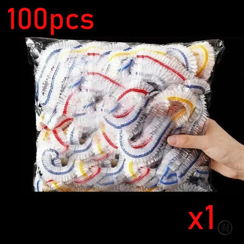 

100-Pack Disposable Elastic Food Covers - Stretchable Bowl Lids for Fruit/Vegetable Freshness, Universal Fit & Leak-Proof Seal