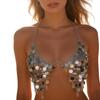 Sequins Body Chain Bras for Women Glitter Halter Crop Tops Beach Bikini Chest Chain for Carnivals Festival Raves Party