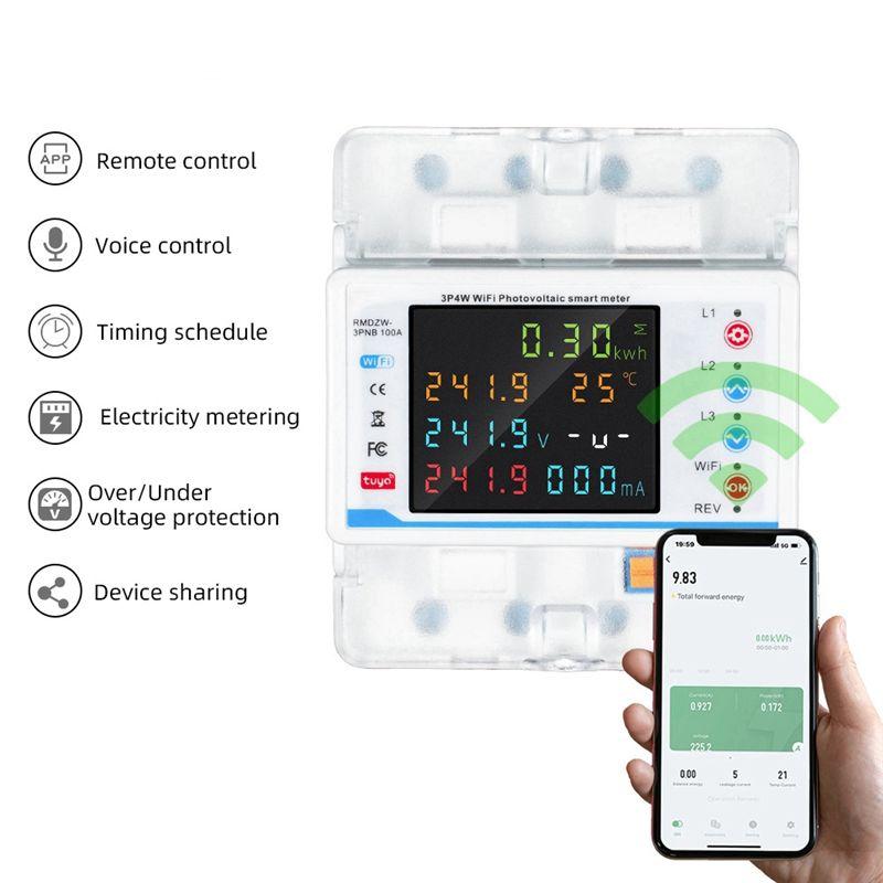 Fresh Tuya Wifi Intelligent Circuit Breaker Automatic Reclosure Protector 3P4W Power Meter Three Phase Reclosure Switch