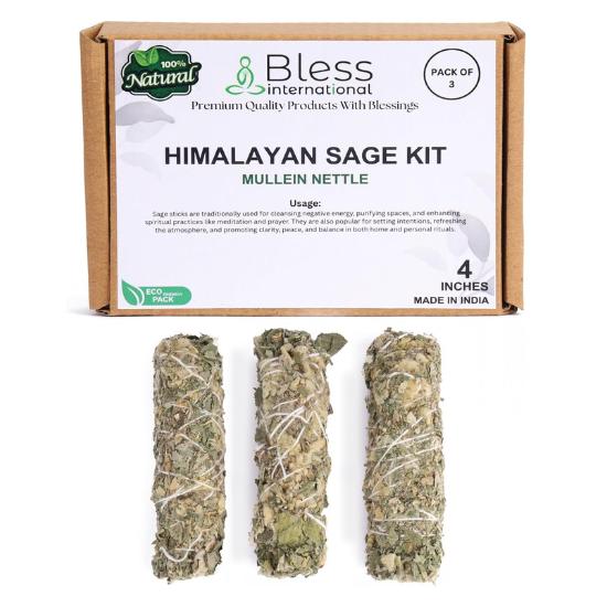 

Благослови-Международный Гималайский-Шалфей-Коровяк-Крапива-Благовония Премиум-100%-Натуральный-и-Органический Ручной работы-4-Дюйма-Длиной Pack Of 3