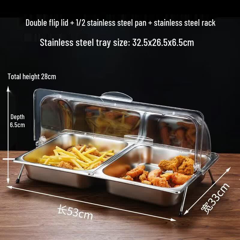 Zhebu Stainless Steel Food Display Tray with Transparent Flip Lid