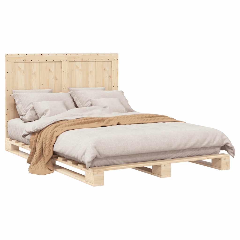 Solid Wood Bed with Headboard 140 X 200 Cm Pine