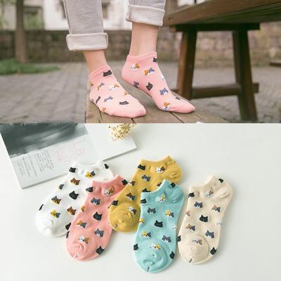 5 Paar Damen Mädchen Niedliche Cartoon Baumwollsocken Kurze Sommer-Knöchelsocken