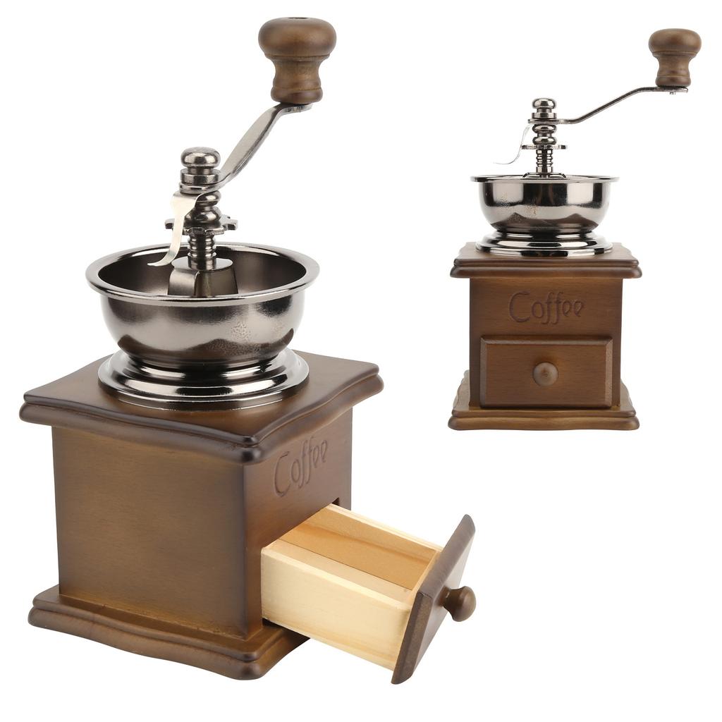 Handkurbelmühle Stahlkern Manuelle Kaffeebohnenmühle Retro-Mühle für Zuhause Camping