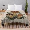 Mushroom Flannel Throw Blanket King Queen Size Brown Mushroom Pattern for Bed Sofa Couch Decor Smooth Lightweight Super Soft