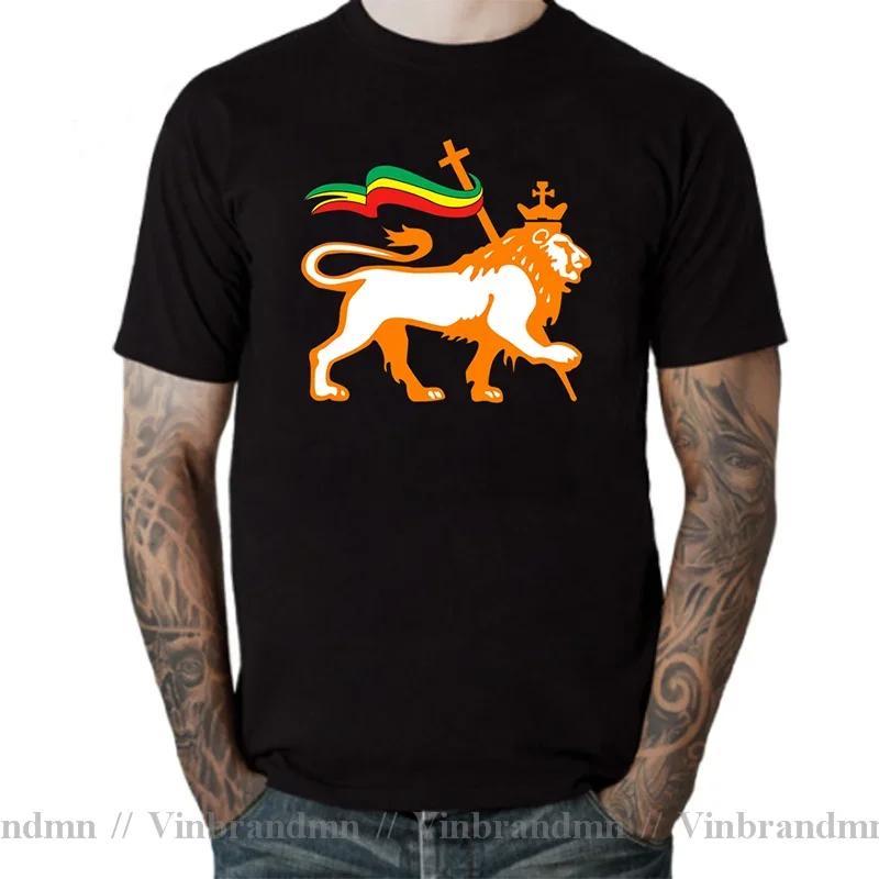 Novelty Red Yellow Green Stripes Rasta Lion Of Judah T Shirt Unisex Rastafarian Reggae Ethiopian Lion Flag Tshirt Jamaica Clothing
