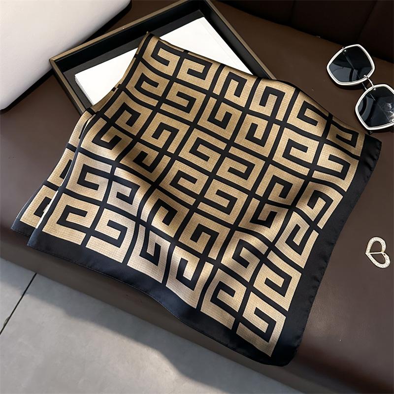 Premium Silk Scarf Scarf New Sunscreen Shawl 71cm Small Square Scarf Light Luxury Imitation Silk Scarf Professional Women Versatile
