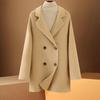 Women's Slim Fit Mid-Length Wool Coat with Suit Collar - Autumn/Winter Petite Style.