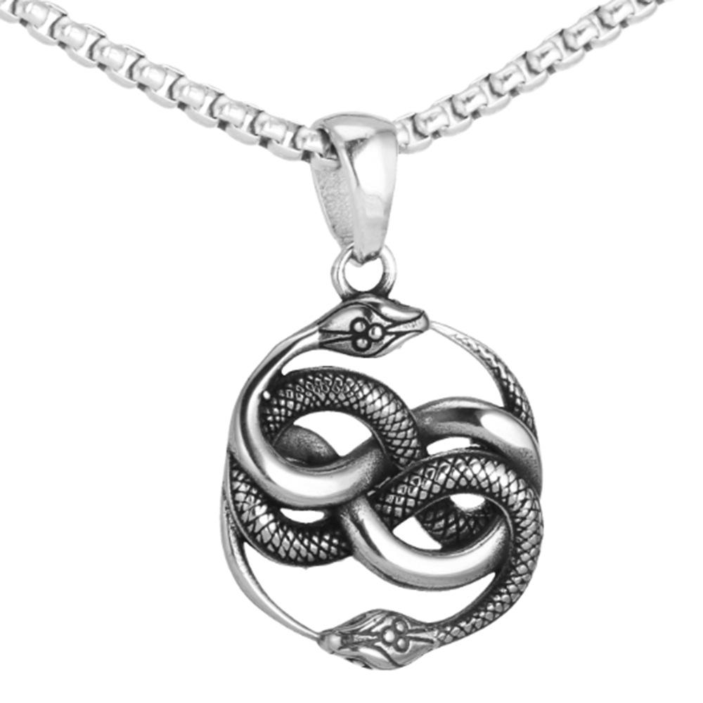 Hip-hop zodiac snake year snake pendant fierce eyes snake king necklace stainless steel animal jewelry daily jewelry gifts
