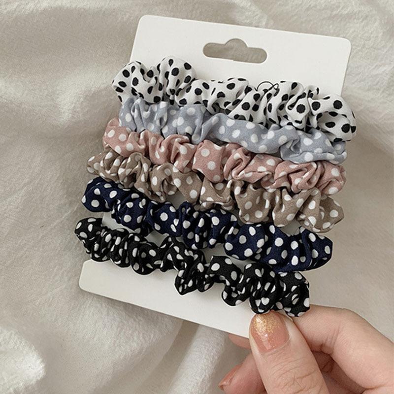 

6 шт. Женские атласные шелковые резинки для волос, Черный/Белый/Розовый/Голубой, Резинки для волос среднего размера с элегантностью, Ретро, Простой и минималистичный стиль 6PCS