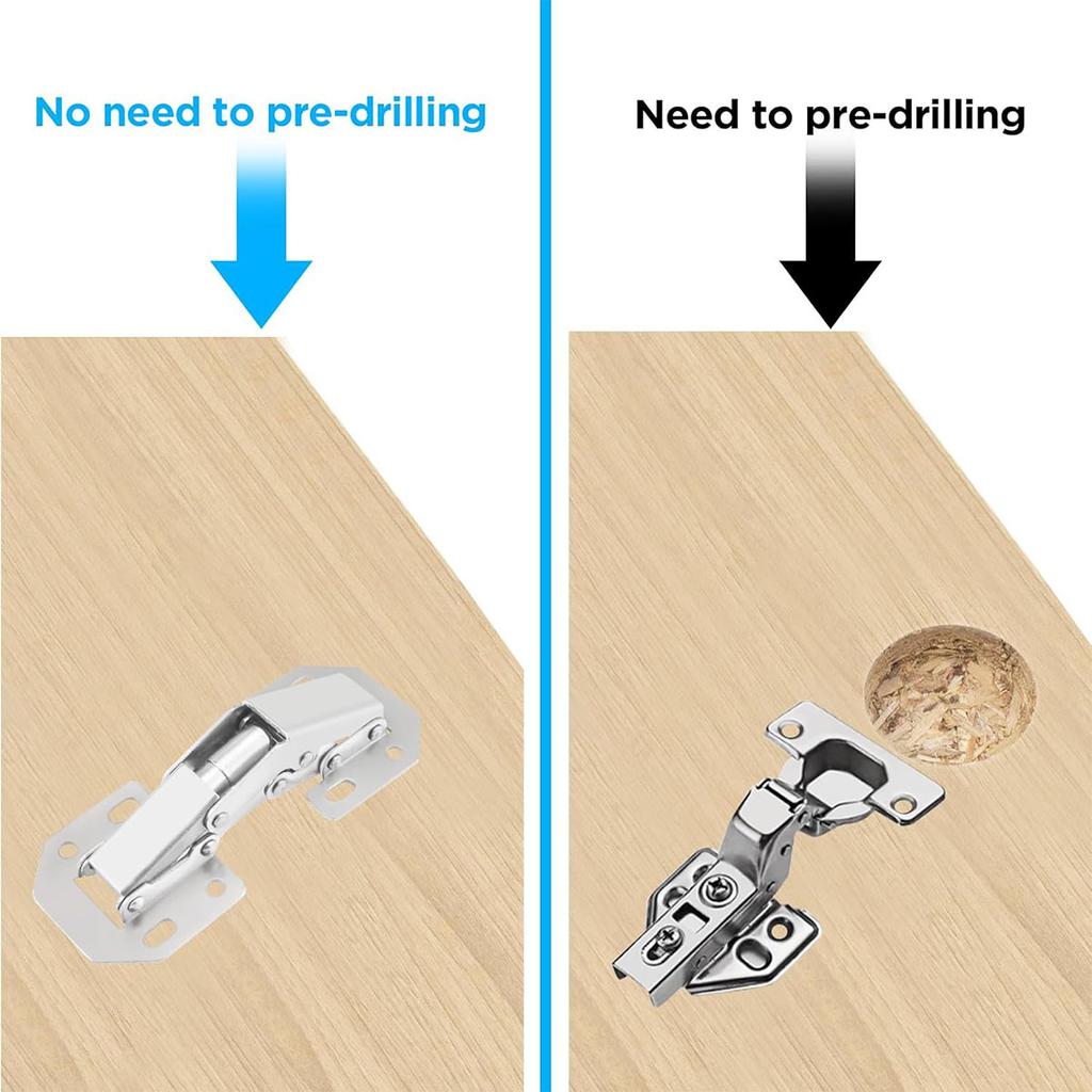 3/4inch 90 Degree Cabinet Door Hinges Kitchen Concealed Hinges Cupboard Door Spring Buffer Hinges - No Slot Required 2-Pack