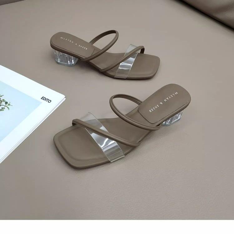 Fashion 2025 Summer Women's Sandals Casual Female Slippers Fashion Sexy Female Shoes Square Heel Open Toe Ankle Strap Sandals Sandalias