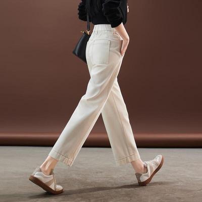 SOFSIL 2026 Spring High-Waist Straight-Leg Cropped Jeans for Women