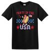 Party In the USA Hot Dog Funny Graphic T Shirt Independence Day Tee