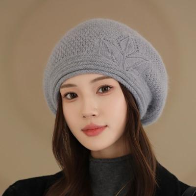 Gorros Holgados Caídos Mujer Señoras Invierno Cálido Tejido Gorro Clásico Skullies Plegable Lana Gorro Calentador de Orejas Boina