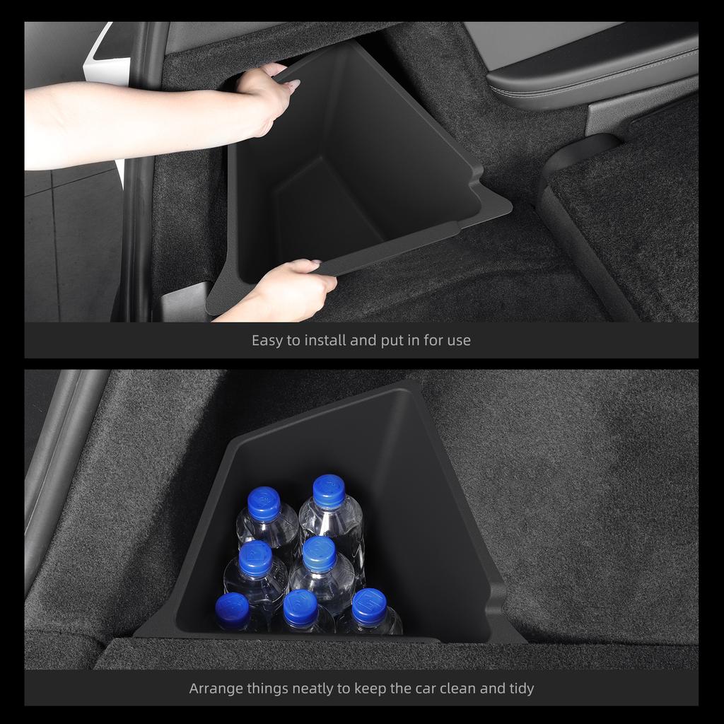 Smabee (Berlin Version Only) for Tesla Model Y Juniper 2025 2026 TPE Rear Trunk Storage Bins Cargo Side Organizer Box Black