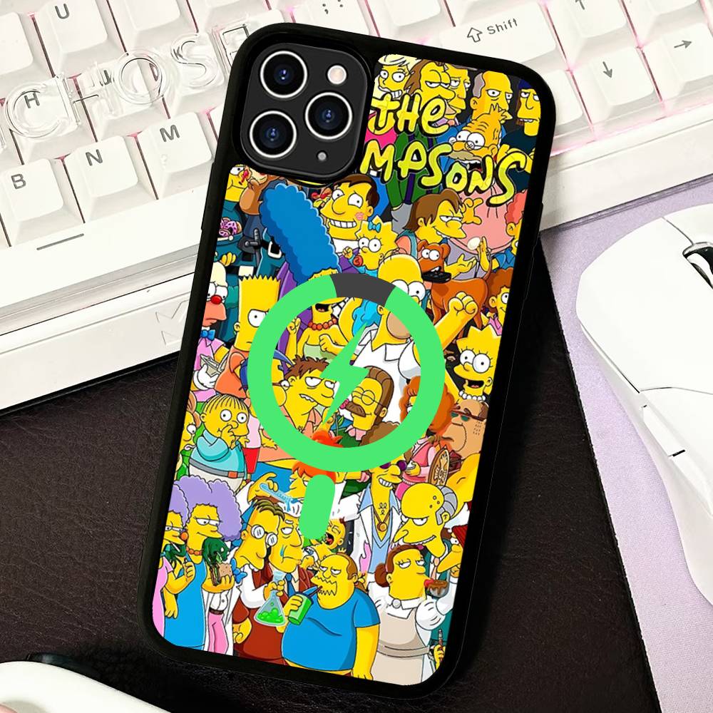 

Cartoon The S-Simpsons Magnetic Wireless Phone Case For IPhone 17 16 15 14 13 12 11 Pro Max For Magsafe Cover iPhone 17 Pro