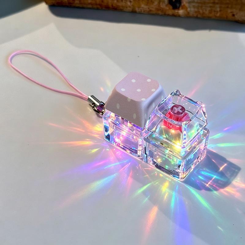 Glowing Keybopard Keychain 1-9 Key Keycap Keychain Press Button Keyring Stress Releasing Decompression Keyrings Bags Charms