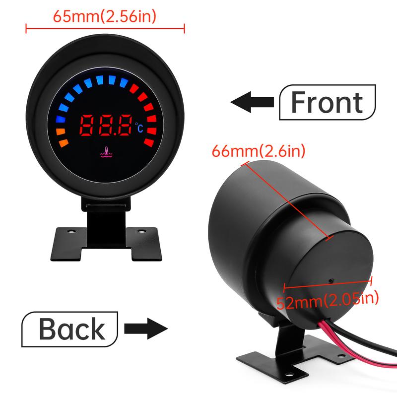 12V 24V LCD Digital Water Temp Gauge +26-40MM Adapter Joint Pipe Sensor with 10mm Temperature Sensor for Motorcycle Truck Meter