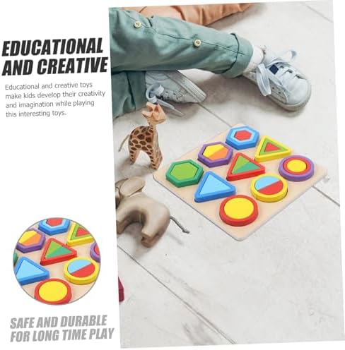 Milisten Wooden Shape Sorter Puzzle for Toddlers, Montessori Learning Toys with Colorful Geometric Blocks, Educational Preschool Toy