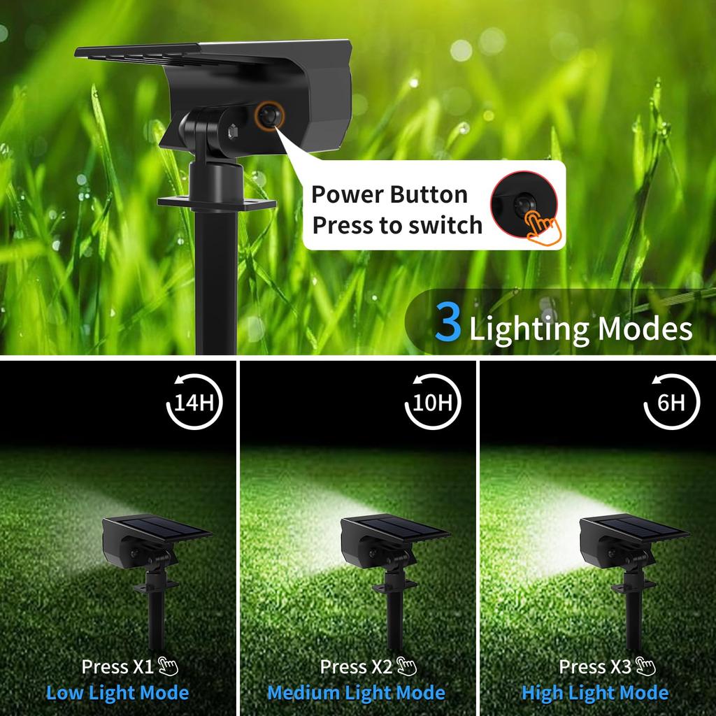 46 LED Solar Landscape Lights Outdoor IP65 Waterproof Solar Light with 3 Modes Solar Garden Spotlight for Yard Lawn Walkway