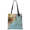 Ladies Shoulder Bag Blue Ocean Starfish Beach Sand Prints Tote Bag Linen Fabric Beautiful Casual Practical Handbag Casually