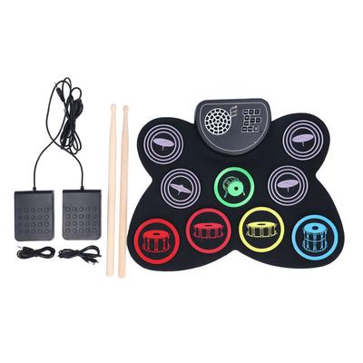 Set de tobe electrice roll Up Pad electronic colorat cu pedală și bețe de tobe