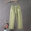 Cotton Linen Loose Straight Harem Pants with Elastic Waistband