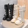 Autumn Children Knee Length Boots British Girls Princess Boots Kids Zipper Comfortable Non Slip Solid Color Long Boots