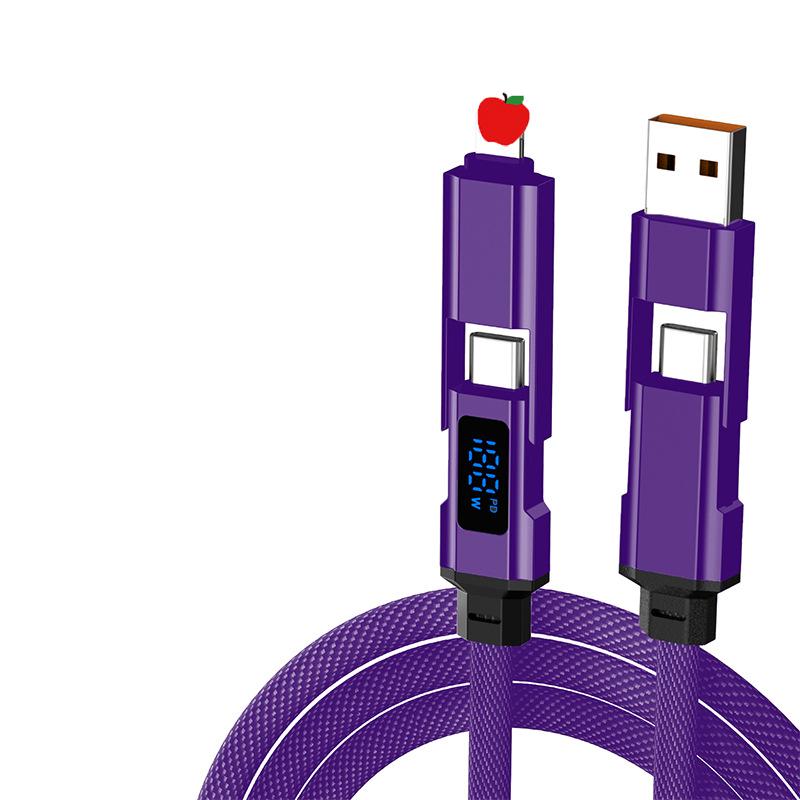120W Fast Charging 4-in-1 Data Cable for Apple 15/16 & Huawei Dual Type-C, 6A