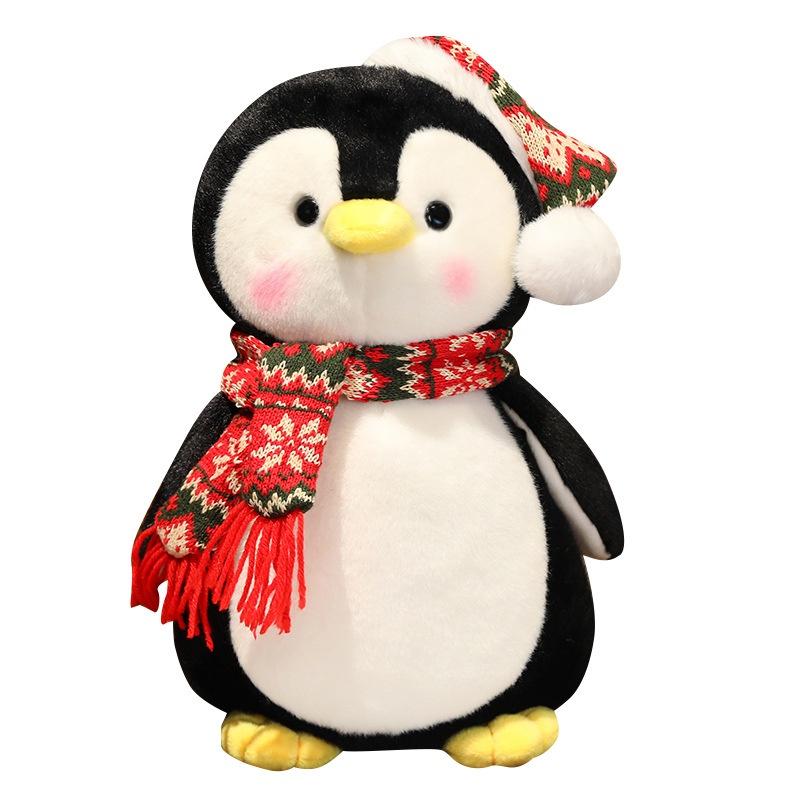Christmas Penguin Scarf And Hat Plush Toy Holiday Gift For Kids Soft And Adorable