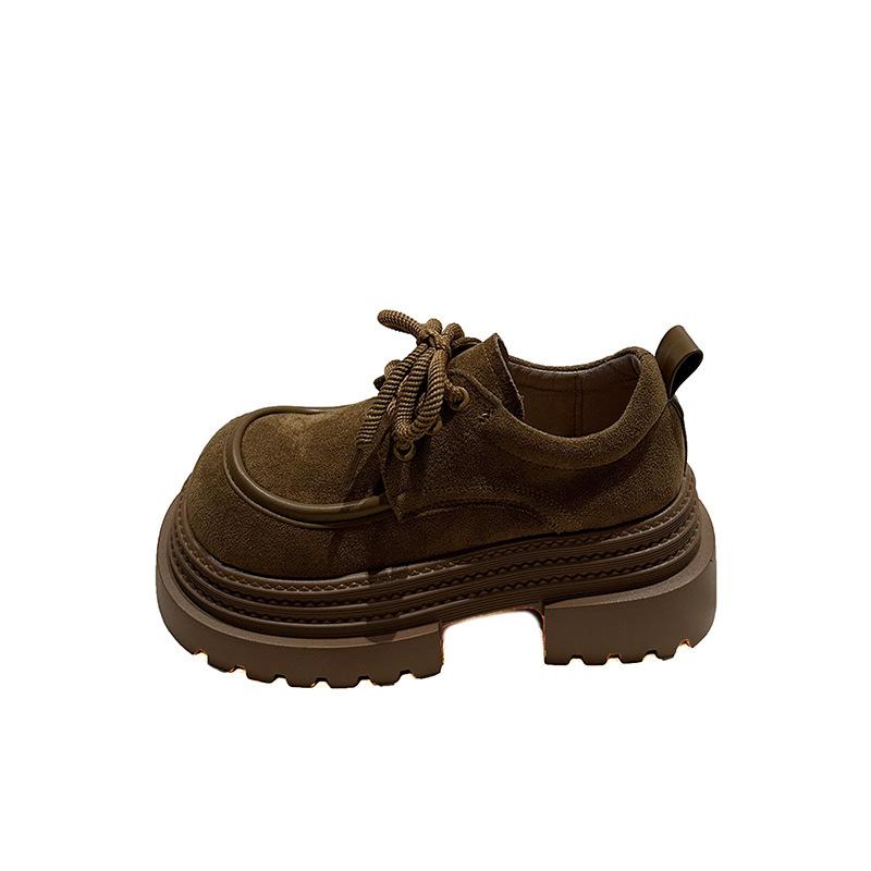 Retro Matte Loafer Small Leather Shoes Women's 2025 Spring New British Style Fashion Shorty Le Heightened Platform Shoes