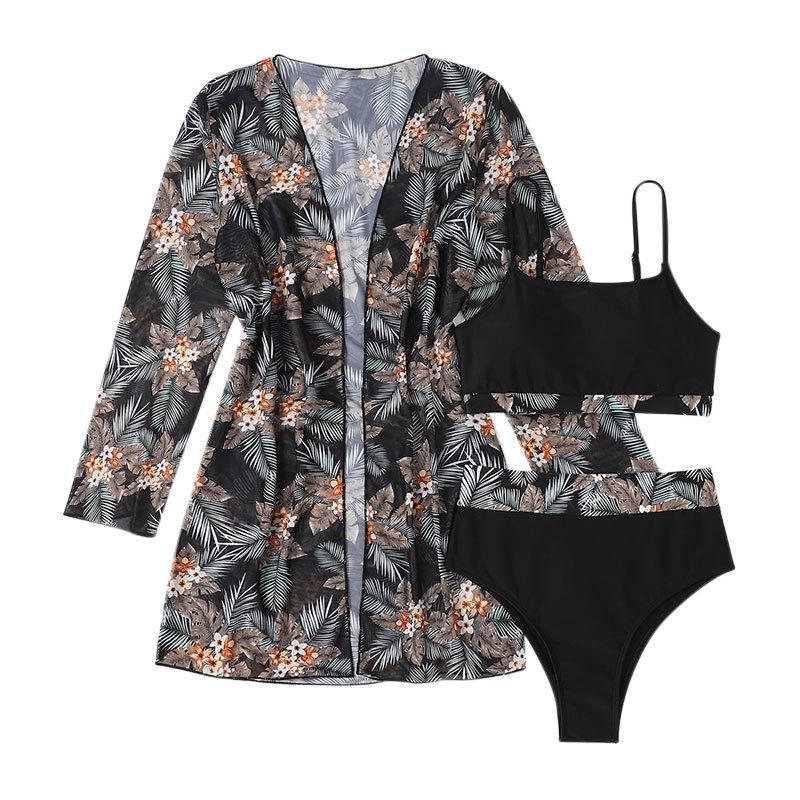 2024 Europäischer & Amerikanischer Trägerloser Mesh-Überwurf-Bikini: Sexy dreiteiliger Strandbadeanzug für Damen.