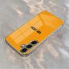 Orange background black square glass phone case suitable for Samsung Galaxy S26 S25 S24 S23 S22 S21 S20 FE/Ultra/Plus hard case